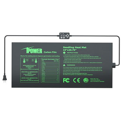 iPower 10"x20.75" Seedling Heat Mat with Built-in Temperature Controller, MET Certified Waterproof Plant Heating Pad, for Germination, Breeding, Brewing - size: 10" x 20.75", style: with Digital Controller