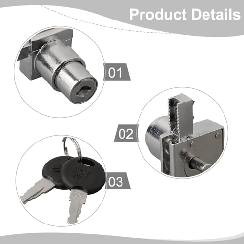 Zinc Alloy Sliding Glass Door Lock Set with Keys for Display Cabinets and Terrariums, Rust-Resistant Hardware for 5-8mm Glass Panels, Installation without Drilling(1PCS) - size: 1 Piece