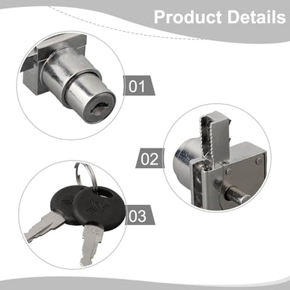 Zinc Alloy Sliding Glass Door Lock Set with Keys for Display Cabinets and Terrariums, Rust-Resistant Hardware for 5-8mm Glass Panels, Installation without Drilling(1PCS) - size: 1 Piece