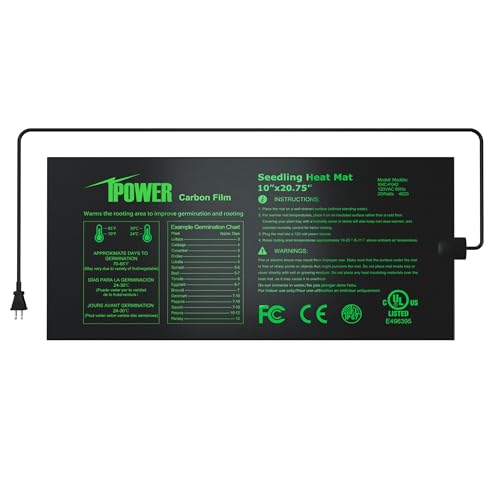 iPower 10" x 20.75" Seeding Heat Mat Upgraded Carbon Film Indoor Warm Waterproof Plant Germination Starting Pad, Black - size: 10" x 20.75", style: Heat Mat