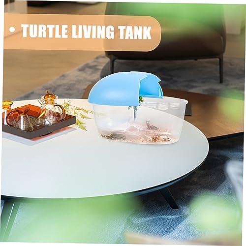 DOITOOL Practical Plastic Turtle Tank with Ramp and Sunbathing Platform Reusable Tortoise Breeding Box Aquarium for Safe Turtle Habitat and Easy Cleaning