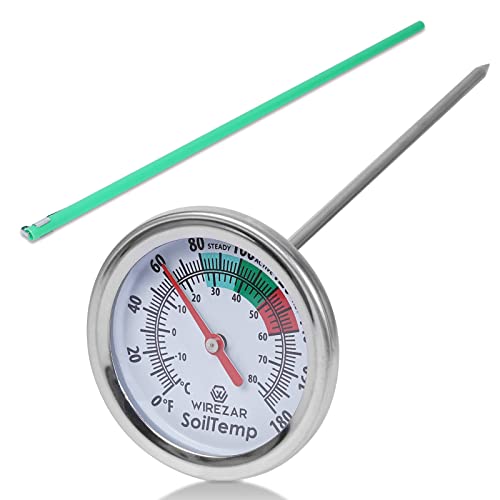 Compost Soil Thermometer, 16 Inch Stainless Steel Stem | Waterproof, Easy-to-Read, 0-180 Fahrenheit and Celsius - size: 16''