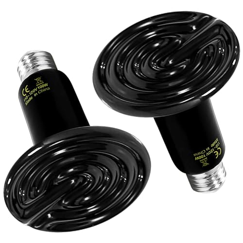 Simple Deluxe 100W 2-Pack Ceramic Heat Emitter Reptile Heat Lamp Bulb No Light Emitting Brooder Coop Heater for Amphibian Pet & Incubating Chicken - size: 100 Watts, style: 2 Pack