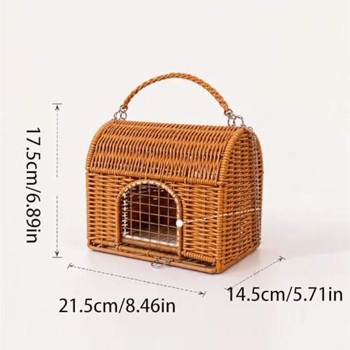 Reptile Carrier Handle Carrying Bird Cage | All Season Washable Rattan Bird Carrier Travel Cage for Lizard Leopard Gecko Spider Tortoise Snake Bunny