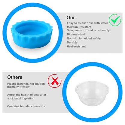 6 Pcs Crested Gecko Food and Water Bowl with 1 Spoon, Reptile Feeding Cups for Lizards, Isopods & Small Pets, Easy-Clean Silicone Set