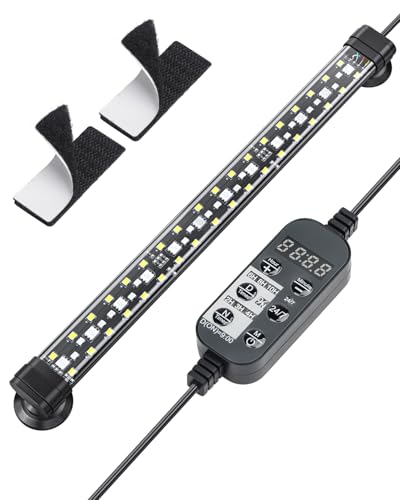 Pawfly 6.5 W Aquarium LED Light 12 Inch 24/7 Fish Tank Light with Full Spectrum IPX8 Waterproof Lights Multi-Colored LEDs with D/N Mode Single Color Effects Timer and Adjustable Brightness - color: Basic, size: 12 Inch for 13 to 22 Inch Tank