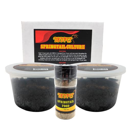DBDPet Live Springtail Cultures - Great for Terrariums, Vivariums, and More - Microfauna for Bioactive Reptile & Amphibian Cages (Value Pack (2 Cultures & Food)) - size: 0.5 Ounce (Pack of 2)