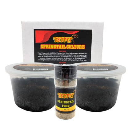 DBDPet Live Springtail Cultures - Great for Terrariums, Vivariums, and More - Microfauna for Bioactive Reptile & Amphibian Cages (Value Pack (2 Cultures & Food)) - size: 0.5 Ounce (Pack of 2)
