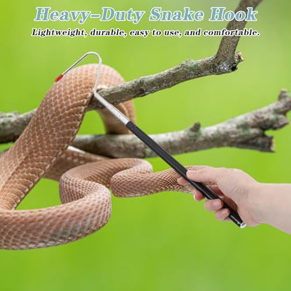 Bremorou Snake Hook Retractable 39.37 Inch Stainless Steel Extensible Snake Hook with Non-Slip Handle Heavy Duty Reptile Snake Stick Pick-Up Handling Tool for Safe Handling