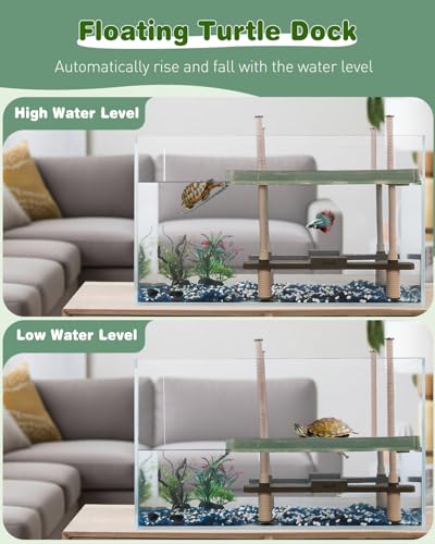 Pawfly Turtle Basking Dock with Ramp, Floating Reptile Platform for Aquatic Turtles in 30 Gallon Aquarium Tanks or Larger