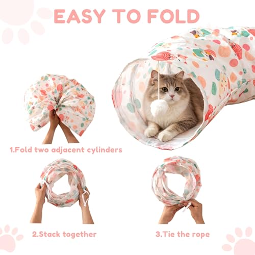 Cat Tunnel with Cat Toy Ball, Collapsible S Shape Cat Tunnel, Cat Tunnels for Indoor Cats, Foldable Cat Tunnel Cat Tube Toys for Bunny, Guinea Pig, Ferrets, Puppy - color: Tunnel