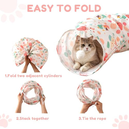 Cat Tunnel with Cat Toy Ball, Collapsible S Shape Cat Tunnel, Cat Tunnels for Indoor Cats, Foldable Cat Tunnel Cat Tube Toys for Bunny, Guinea Pig, Ferrets, Puppy - color: Tunnel