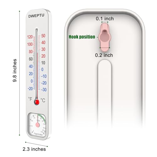 Outdoor/Indoor Thermometer Hygrometer Humidity Monitor Temperature Humidity Gauge Meter with Celsius/Fahrenheit (℃/℉) for Patio Field Cellar Garden Greenhouse Closet by DWEPTU