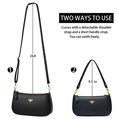 Small Tote Shoulder Bags Purses for Women Retro Classic Crossbody Bags Cute Clutch Purse and Handbag - color: 0-3-black