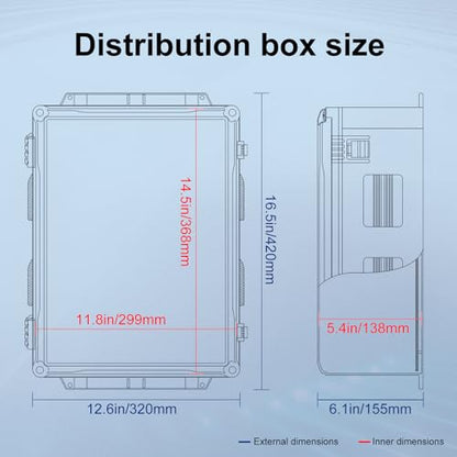 Namunanee Outdoor Electrical Junction Box, ABS Water Resistant Enclosure with Internal Mounting Panel & Hinged Cover (16.5" H x 12.6" L x 6.1" W) - size: 16.5"H x 12.6"L x 6.1"W & Standard