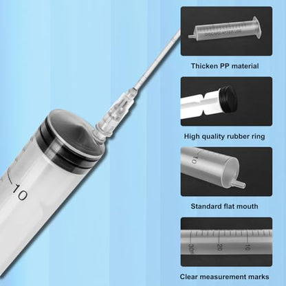 5 Pack-30ml Ink Syringe with 16Ga Metal Distribution Tubes and Soft Plastic Tube Suitable for Glue Application,Liquid Dispensing and Measuring, Pet Food Feeding,Refilling Ink Cartridges or CISS - size: 30ML/5 PACKS