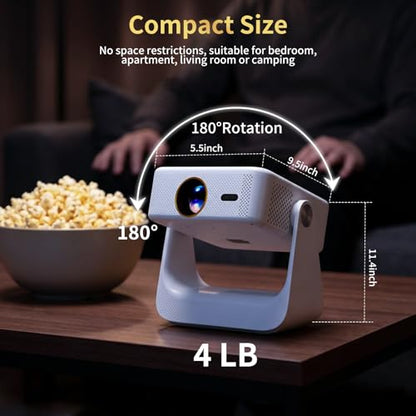 D3 Smart Movie Projectors with WiFi and Bluetooth, 1500 Lumens Supports 4K (Native 1080P ),Mini Portable Projector for Home Cinema ,Auto Focus & Keystone.(White)