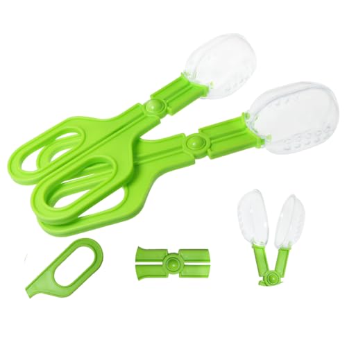 2PCS Amphibian Feeding Tongs Green 6.7 inches Long Reptile Dung Scoop Cleaning Tool for Bearded Dragons Lizards Geckos Small Turtles Frogs and Other Reptile Pets