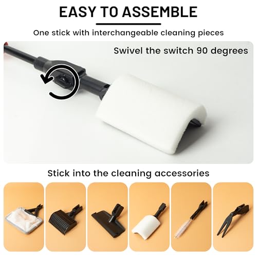 Aquarium Glass Cleaner, 7 in 1 Algae Remover for Fish Tank, Aquarium Cleaning Kit with Long Handle, Aquarium Net, Algae Scraper, Sponge Brush