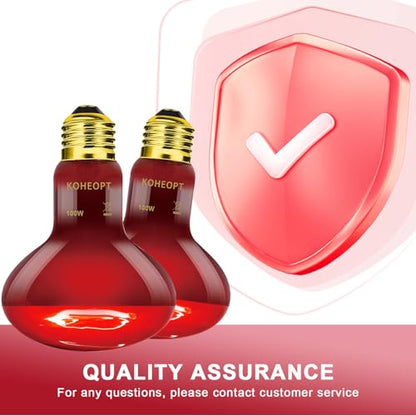 Infrared Heat Lamp 100W,（2 Pack） Reptile Heat Emitter Infrared Basking Spot Light, Reptile Pets Brooder Use,Red Heat Lamp for Chickens、Lizards、Snakes、Turtles