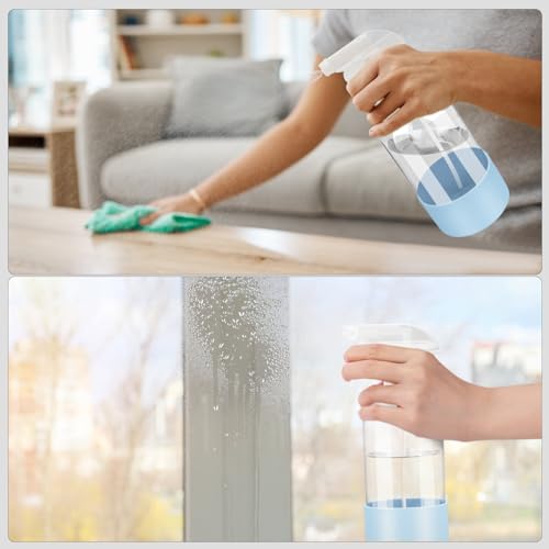 Worldgsb 2 Pack Glass Spray Bottles with Silicone Sleeve, 16 oz Empty Refillable Containers with Adjustable Spray Nozzles, Spray Bottles for Hair, Cleaning Solutions and Plants Blue - color: Blue
