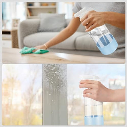 Worldgsb 2 Pack Glass Spray Bottles with Silicone Sleeve, 16 oz Empty Refillable Containers with Adjustable Spray Nozzles, Spray Bottles for Hair, Cleaning Solutions and Plants Blue - color: Blue