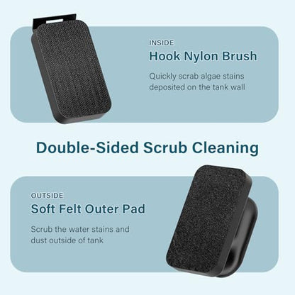 hygger Aquarium Magnetic Glass Clean Tool, Algae Scraper for 0.2-0.6 Inch Thick Fish Tank Floating Scrubber Brush with Two Detachable Blades (M) - size: M