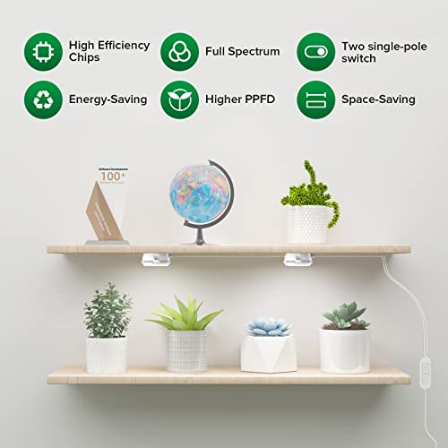 SANSI LED Puck Grow Light, 10W (150 Watt Equiv) Full Spectrum 2-Head Lamp for Plants with Ceramic Tech, Hanging Lights with ON/Off Switch for Plant Shelf Greenhouse Hydroponic - size: Puck Grow Light with ON/Off Switch