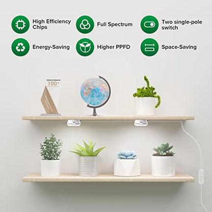 SANSI LED Puck Grow Light, 10W (150 Watt Equiv) Full Spectrum 2-Head Lamp for Plants with Ceramic Tech, Hanging Lights with ON/Off Switch for Plant Shelf Greenhouse Hydroponic - size: Puck Grow Light with ON/Off Switch
