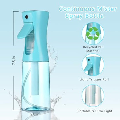3 Pack Spray Bottles, 2-Pack Continuous Spray Bottles,Fine Water Mist Spray Bottles for Hair 6.8 OZ (200 ML) and 1oz 30ml Travel Spray Bottle Mister for Cleaning,Hairstyling,Plants,Barbers,Pets Blue - color: Blue