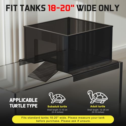 Large Turtle Basking Platform, Dock & Ramp for 17-20 Inch 75/125 Gal Tanks | Extra-Large Turtle Basking Platform with Non-Slip Ramp, Fits 17–20 Inch Wide 75/125 Gallon Aquariums