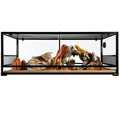 REPTI ZOO Reptile Tempered Glass Extra-Long Terrarium Habitats 48" x 18" x 18" Reptile Amphibians Large Enclosure for Snake/Bearded Dragon/Lizard ect. - size: 48" x 18" x 18"