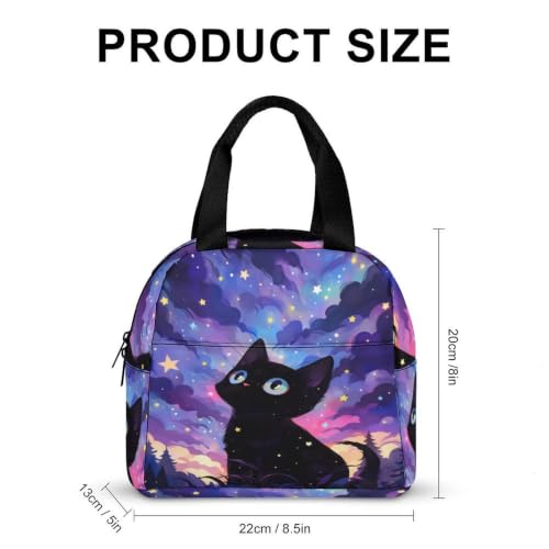Starry Night Cat Lunch Bag for Women Men | Insulated Lunch Box Leakproof Food Meal Containers Reusable Foldable 6L Capacity Lunch Tote Bags for Work Picnic Travel - color: style-16
