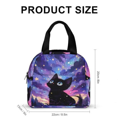 Starry Night Cat Lunch Bag for Women Men | Insulated Lunch Box Leakproof Food Meal Containers Reusable Foldable 6L Capacity Lunch Tote Bags for Work Picnic Travel - color: style-16