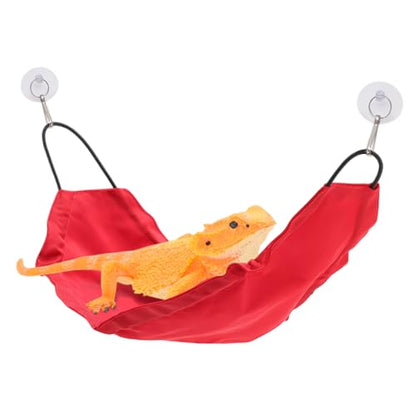Bearded Dragon Hammock, Lizard Hammock with Suction Cups Hooks, Bearded Dragon Tank Accessories, Reptile Lounger for Geckos, Red, 1 Set - color: Red