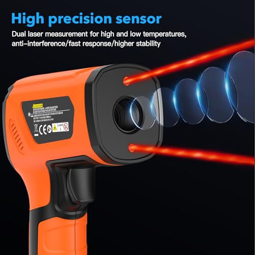 Infrared Thermometer Temperature Gun,-40℉~2912℉ Pyrometer, 50:1 High Temp Thermometer with Thermocouple Probe, Non-Contact Digital IR Laser Thermometer for Industrial HVAC Forge Metal - color: Orange -40°F - 2912°F(-40-1600℃)
