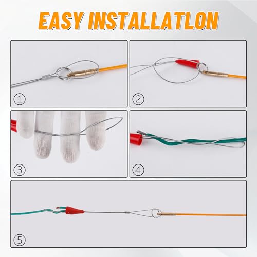 KOOTANS 22FT Fiberglass Electrical Wire Running Kit Wire Fishing Tools Fish Tape Wire Puller Through Wall Cable Snake Fish Rods Kit with Different Attachments - color: 22FT