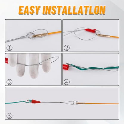 KOOTANS 22FT Fiberglass Electrical Wire Running Kit Wire Fishing Tools Fish Tape Wire Puller Through Wall Cable Snake Fish Rods Kit with Different Attachments - color: 22FT