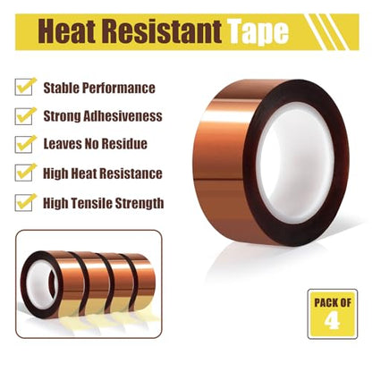 MEBMIK 4 Rolls 20mm x16m(52FT) Heat Tape High Temperature Heat Resistant Tape Heat Transfer Tape for Heat Sublimation Press Vinyl,No Residue