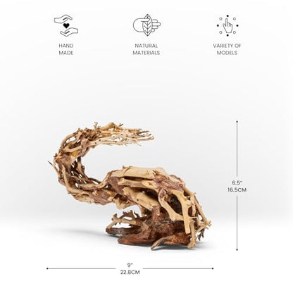Ultum Nature Systems Bonsai - Handcrafted Hardscape Driftwood for Aquarium, Terrarium, Vivarium, Natural Aquascape Hardscape Decorations, Aquascaping Hardscape for Live Aquatic Plants - 001, Small - size: Small - 9x3.5x6.5 IN