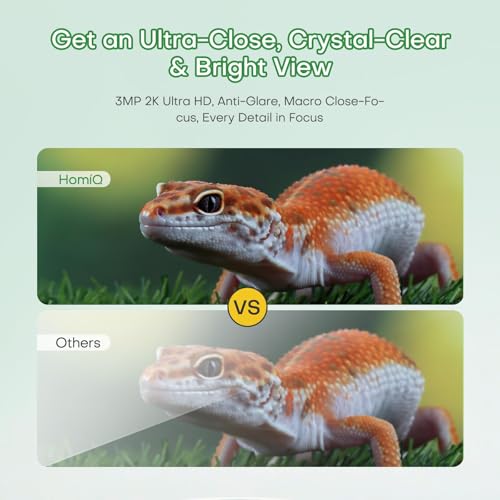 3MP Aquarium Reptile Camera Window Pet Security Camera | No drill magnetic mount for glass tank & window, color night vision, two-way audio, 2.4G 5G WiFi, 24/7 AI motion detection