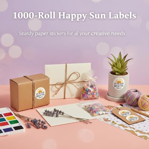 1000Pcs Happy Sun Thank You Stickers, Packaging & Envelope Seals | 1000Pcs happy sun thank you stickers; self-adhesive accents for packaging, envelopes, crafts, gifts, or parties. - color: 1000pcs- Sun Thank You Labels