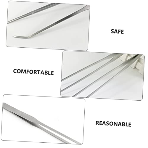 Milisten 2pcs Gecko Snake Tank Pet Feeder Clip Stainless Reptiles Tweezer Smooth Surface