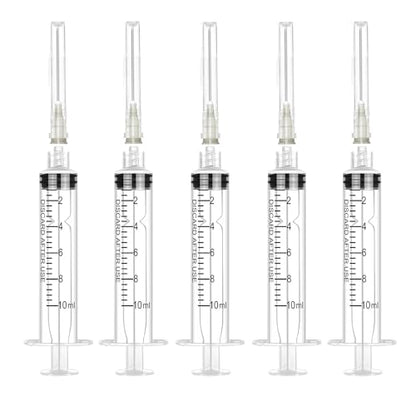 5 Pack 10ml Syringe, With 22G Needle, Dispensing Individually Wrapped