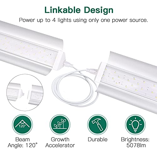 SZHLUX LED Grow Light 2FT Full Spectrum 2 Pack 80W (2×40W, 600W Equivalent) Sunlight Plant Light for Indoor Plants, Super Bright Grow Light Strips, Linkable Growing Light Fixture - size: 2ft