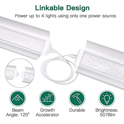 SZHLUX LED Grow Light 2FT Full Spectrum 2 Pack 80W (2×40W, 600W Equivalent) Sunlight Plant Light for Indoor Plants, Super Bright Grow Light Strips, Linkable Growing Light Fixture - size: 2ft