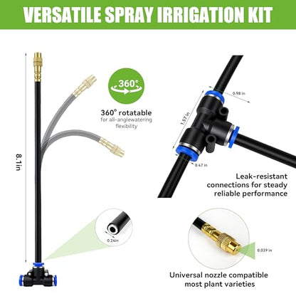 200FT 360° Adjustable Drip Irrigation Kit System for Garden Sprinklers for Yard Garden Watering System with 32 Nozzles Raised Bed Greenhouse Plant Watering Devices Misting System - size: 200FT + 32pcs nozzles