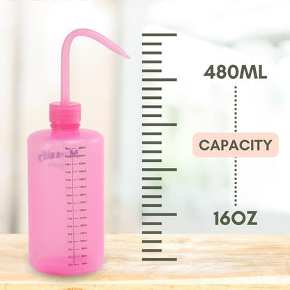 Mossify Squirtr Bottle 480ml – Clear Squirt Water Bottle for Plants, Tattoo, Hair & Labs – Easy Squeeze Plant Waterer with Long Nozzle – Refillable Seedling Watering Can, Wash Bottle - Pink - color: Pink
