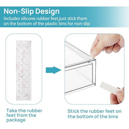 Vtopmart Stackable Storage Drawers Set of 8, Clear Plastic Organizer Bins for Bathroom Supplies,Ideal for Cabinet,Pantry,Laundry Room Organization - style: 4 Small+2 High+2 Wide