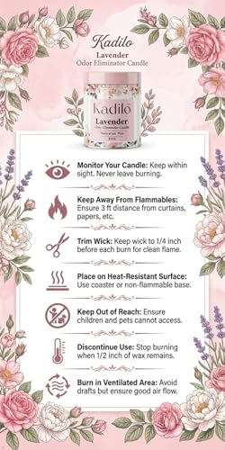 Kadilo™ Odor Eliminator Candle, 17 Oz Each Jar Natural Soy Wax, 3 Cotton Wicks, Highly Fragranced, 300 Hours Burn Time, Metal Jar, Set of 3 Different Flavors